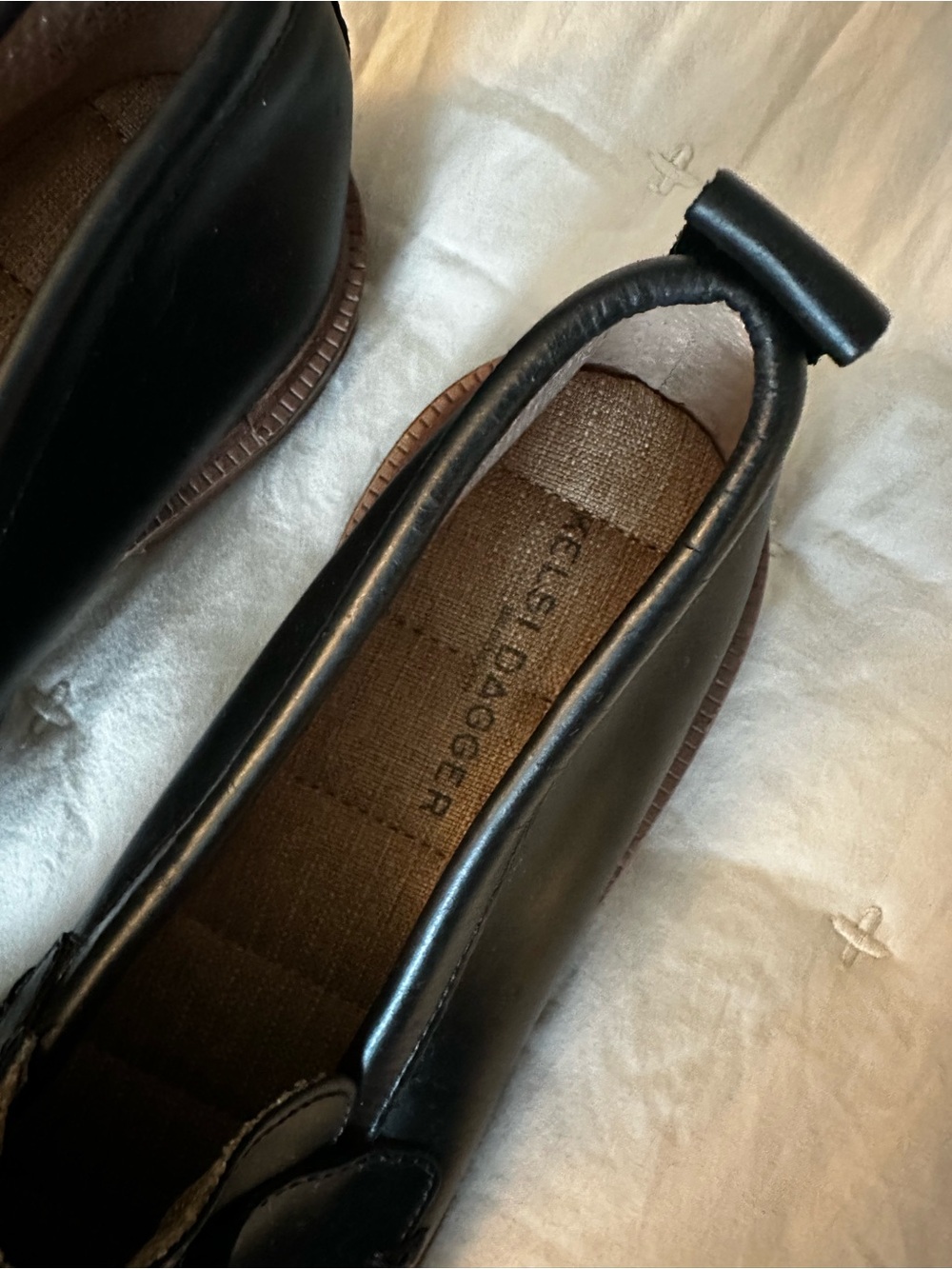 Kelsi Dagger Brooklyn Black Penny Loafers Whipstitch Detail Size 5 US / 35 EU - Picture 5 of 6